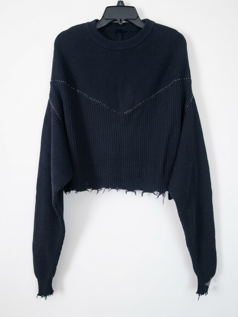Unravel Project Black Cotton Cashmere Crew Neck Sweater XS Made In Italy EUC